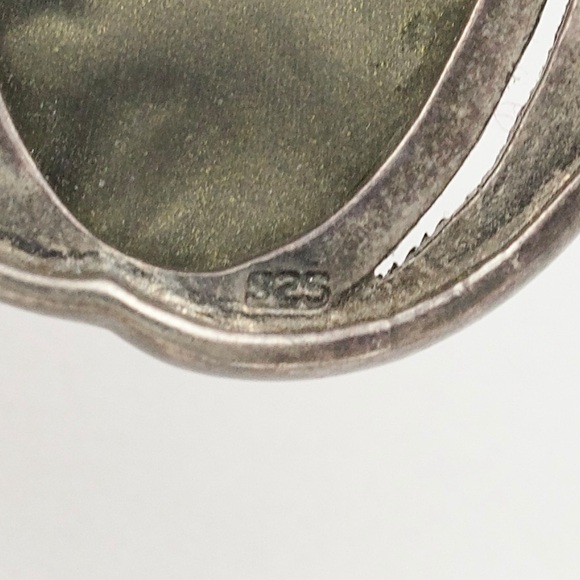 Vintage Golden Sheen Obsidian & Marcasite Sterling Silver Necklace Pendant - Picture 5 of 5